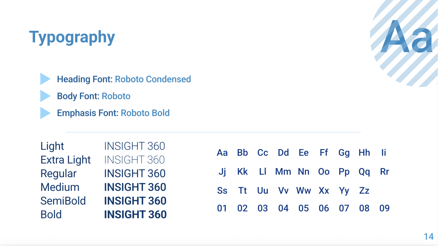 Insight 360 typography guidelines