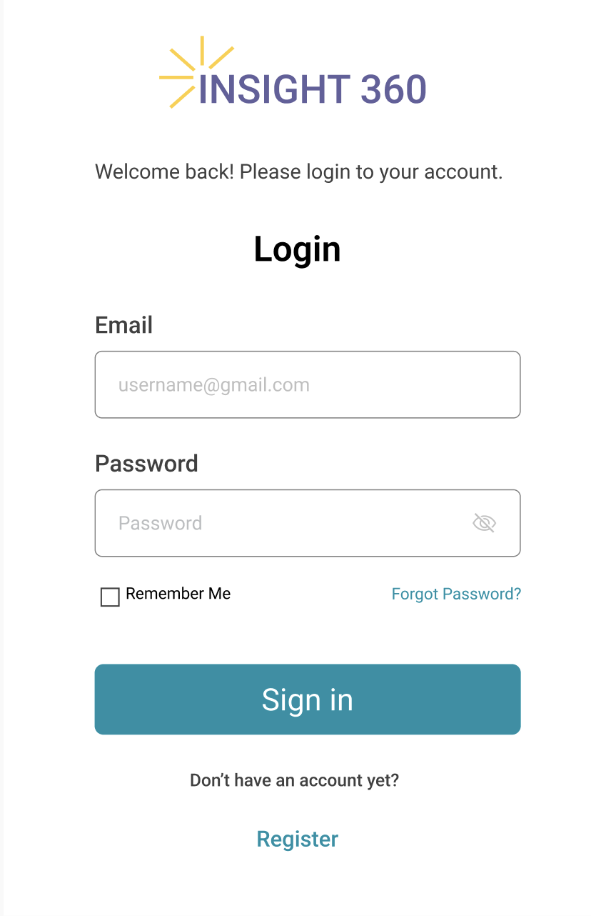 Insight 360 login wireframe