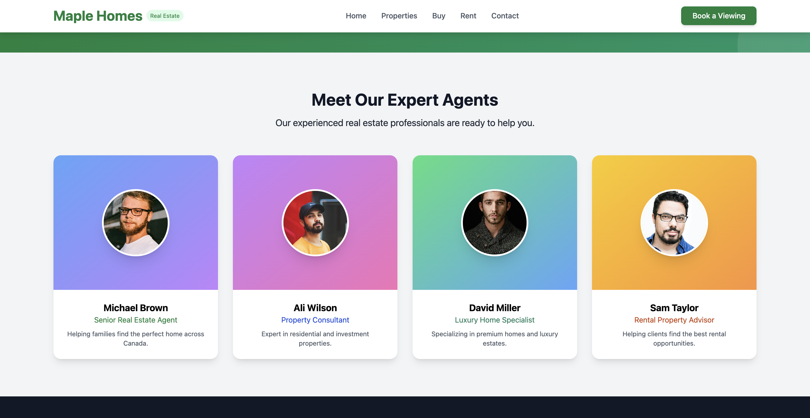 Maple Homes real estate agent profiles