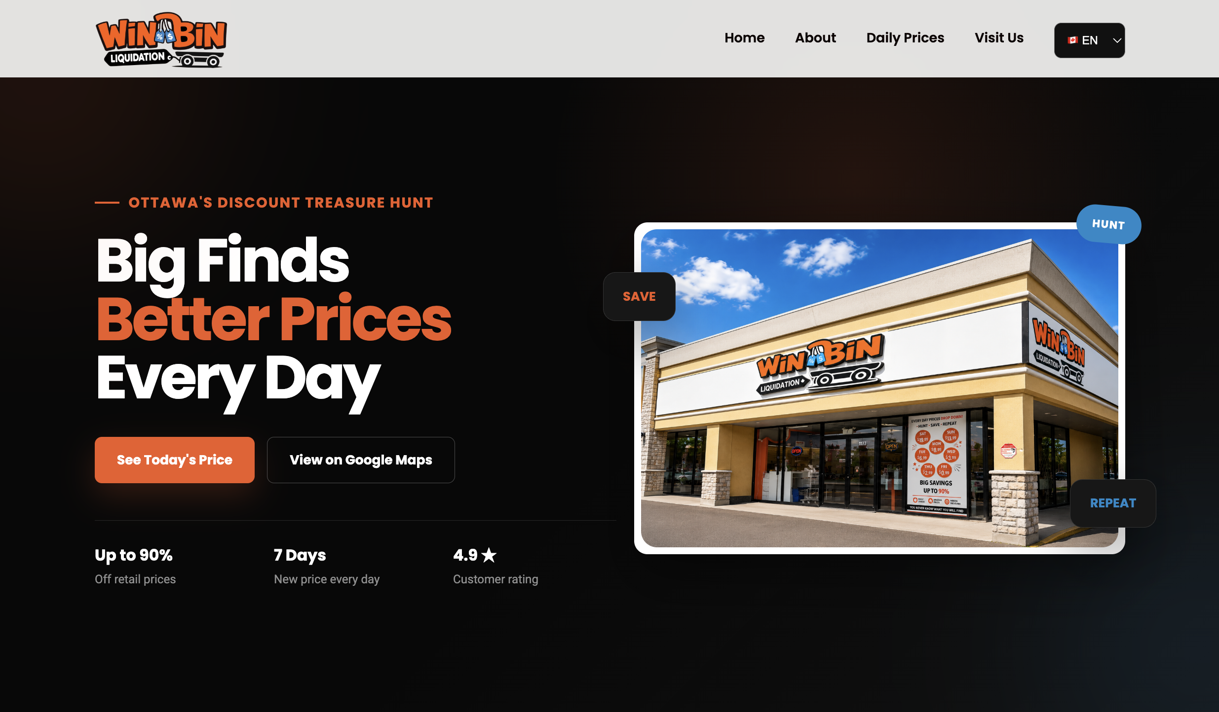 WinBin Liquidation homepage